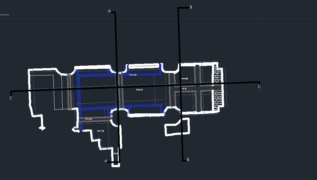 Plan with technical linework
