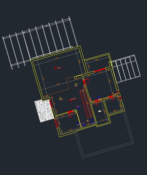 Building plan with stair and room layout